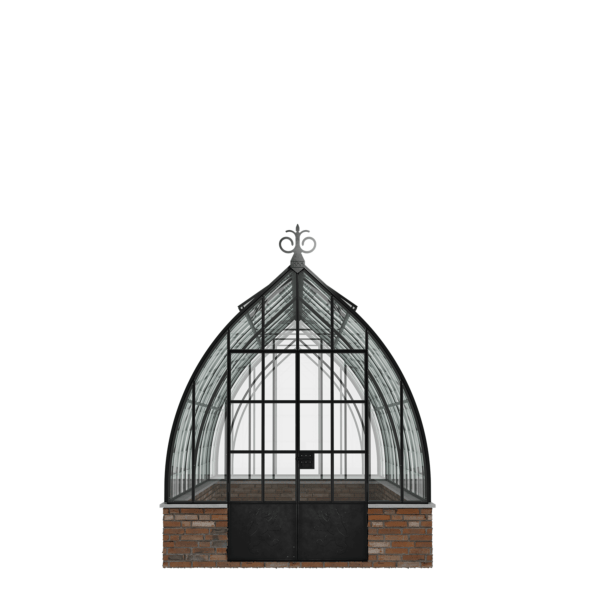 Stalen boogkas van hoge kwaliteit met elegant ontwerp, perfect voor tuinen en landgoederen.