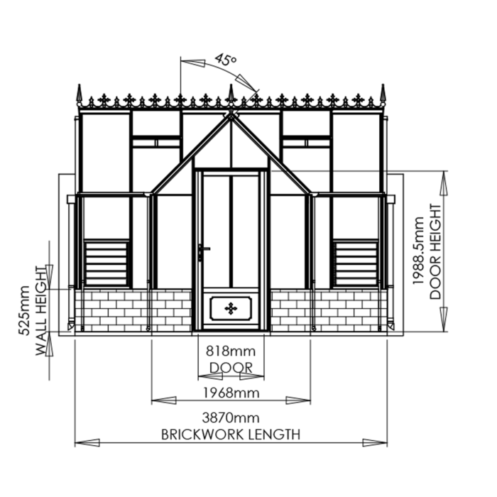 Tuinkas Robinsons Ranby op borstwering 1972 / 2302mm diep tegen muur