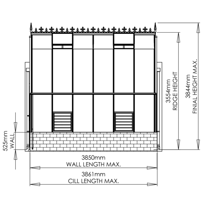 Tuinkas Robinsons Roydon op borstwering 2929 mm breed